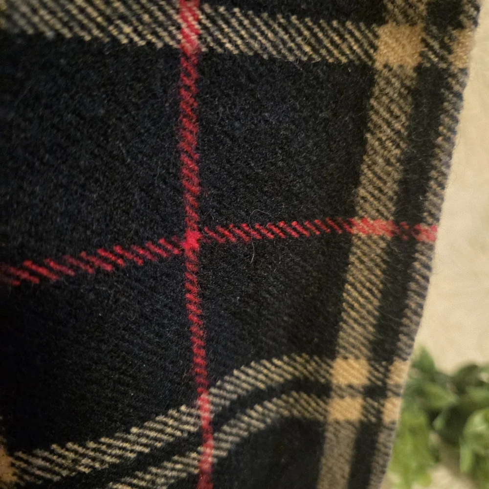 Classic Plaid Winter Scarf Black Tan Red Tartan Acrylic Long Scarf